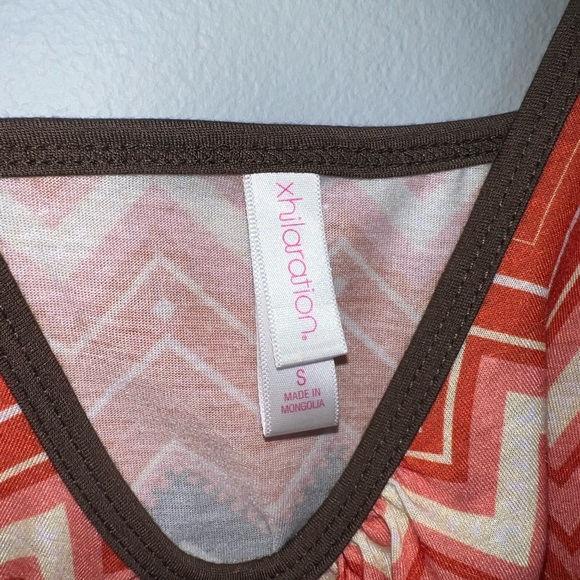 &Y2K chevron Aztec straps tank brown orange fall bubble flowy top thin straps - Picture 4 of 6